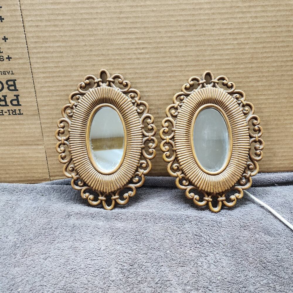 Vintage set of 3 plastic framed  Homco plastic frame mirror set W